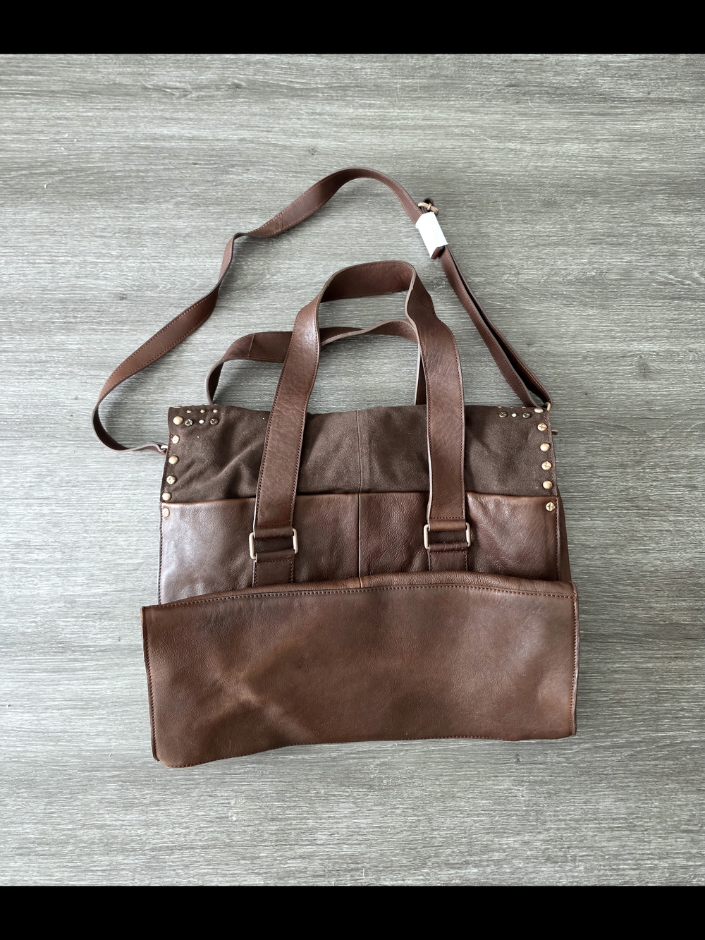 WE THE FREE 'Shay' Studded Leather Satchel Tote Bag - Dark Brown - Picture 3 of 8